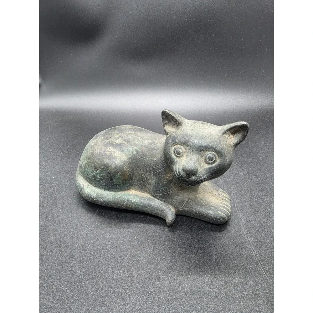 Vintage Roman Bronze Cat Figurine Paperweight Door Stop ~ Heavy